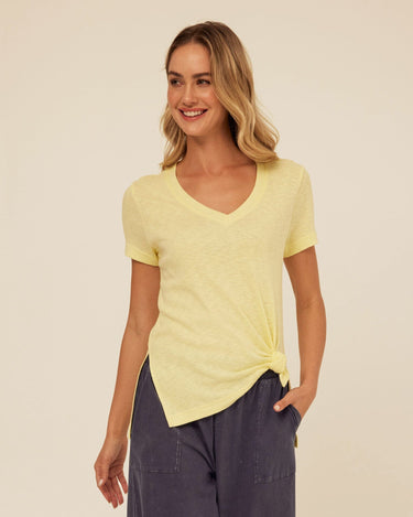 Norma Textured Slub Jersey Knotted Tee Womens Tops Short Tee Threads 4 Thought 