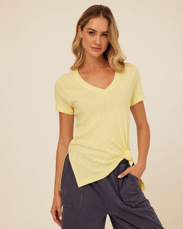 Norma Textured Slub Jersey Knotted Tee Womens Tops Short Tee Threads 4 Thought 