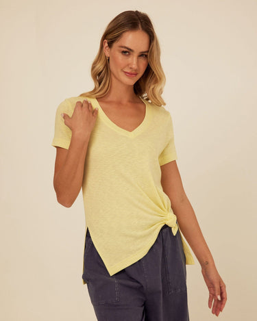 Norma Textured Slub Jersey Knotted Tee Womens Tops Short Tee Threads 4 Thought 