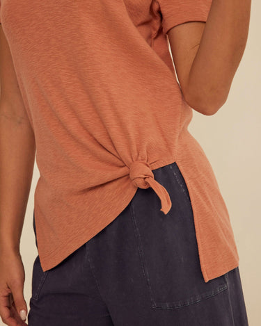 Norma Textured Slub Jersey Knotted Tee Womens Tops Short Tee Threads 4 Thought 