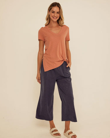 Norma Textured Slub Jersey Knotted Tee Womens Tops Short Tee Threads 4 Thought 