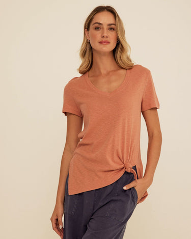 Norma Textured Slub Jersey Knotted Tee Womens Tops Short Tee Threads 4 Thought 