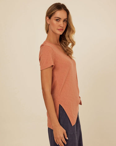 Norma Textured Slub Jersey Knotted Tee Womens Tops Short Tee Threads 4 Thought 