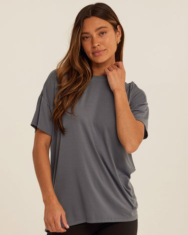 Andie Tencel Jersey Relaxed Tee Womens Tops Short Tee Threads 4 Thought 