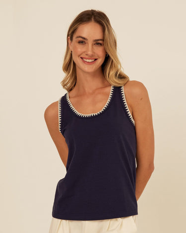 Genevieve Novelty Stitch Eco Jersey Tank Threads 4 Thought 