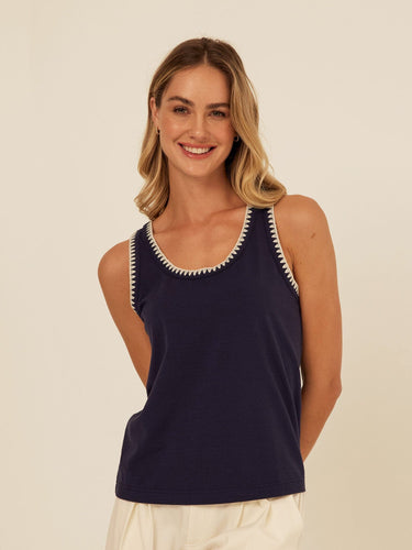Genevieve Novelty Stitch Eco Jersey Tank Threads 4 Thought 