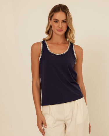 Genevieve Novelty Stitch Eco Jersey Tank Threads 4 Thought 