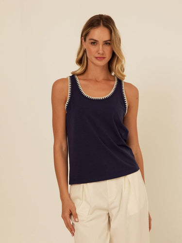 Genevieve Novelty Stitch Eco Jersey Tank Threads 4 Thought 