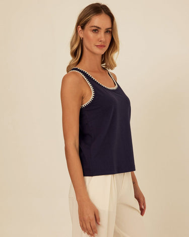 Genevieve Novelty Stitch Eco Jersey Tank Threads 4 Thought 