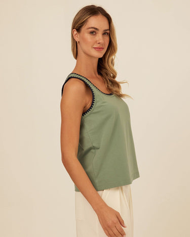 Genevieve Novelty Stitch Eco Jersey Tank Threads 4 Thought 