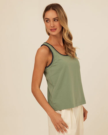 Genevieve Novelty Stitch Eco Jersey Tank Threads 4 Thought 
