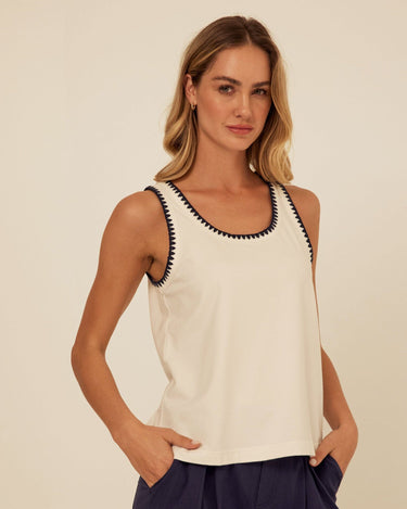 Genevieve Novelty Stitch Eco Jersey Tank Threads 4 Thought 