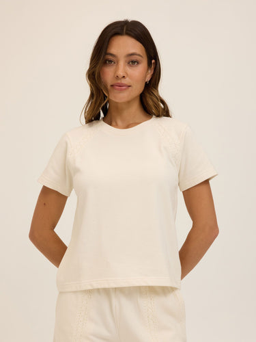 Keilani Cotton Terry Lace Mix Tee Womens Tops Short Shirt Threads 4 Thought 