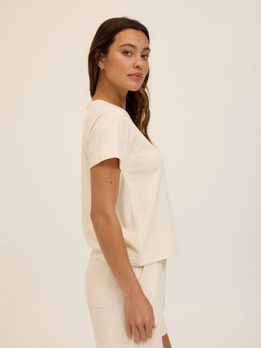 Keilani Cotton Terry Lace Mix Tee Womens Tops Short Shirt Threads 4 Thought 