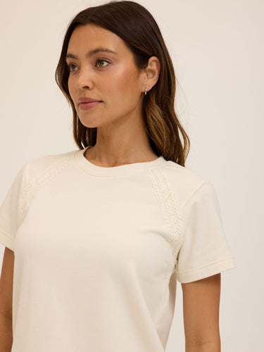 Keilani Cotton Terry Lace Mix Tee Womens Tops Short Shirt Threads 4 Thought 