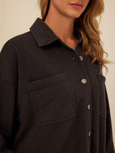 Blaire Mineral Wash Fleece Button-Down Womens Tops Long Shirt Threads 4 Thought 