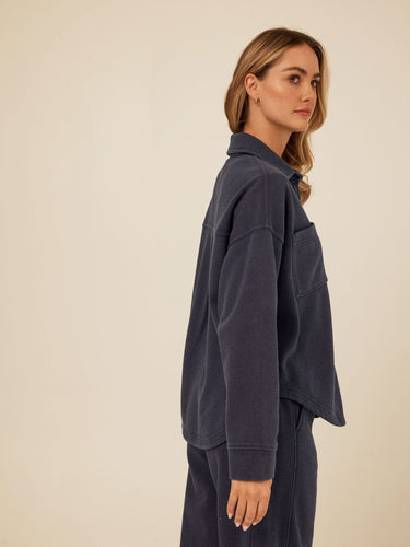 Blaire Mineral Wash Fleece Button-Down Womens Tops Long Shirt Threads 4 Thought 