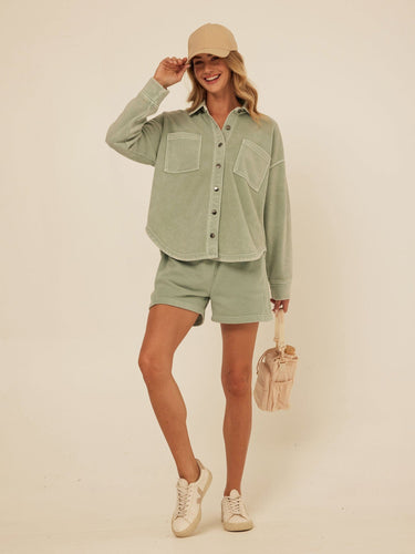 Chantel Mineral Wash Fleece Short Womens Bottoms Shorts Threads 4 Thought 