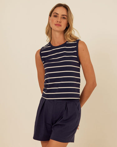 Emilia Caribbean Stripe Eco Jersey Tank Threads 4 Thought 