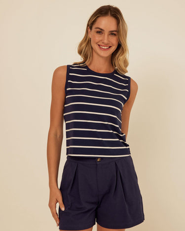 Emilia Caribbean Stripe Eco Jersey Tank Threads 4 Thought 