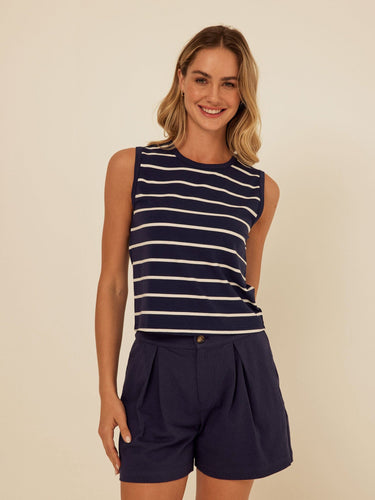 Emilia Caribbean Stripe Eco Jersey Tank Threads 4 Thought 