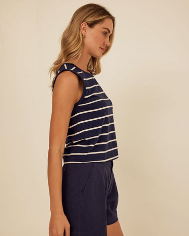 Emilia Caribbean Stripe Eco Jersey Tank Threads 4 Thought 