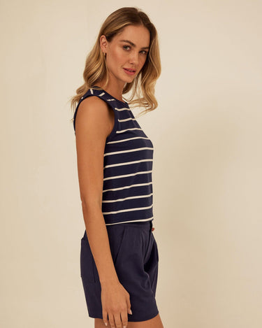 Emilia Caribbean Stripe Eco Jersey Tank Threads 4 Thought 