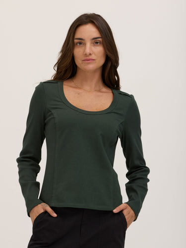 Karlene Organic Rib Mix Long Sleeve Womens Tops Long Shirt Threads 4 Thought 