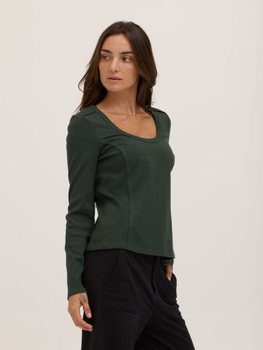 Karlene Organic Rib Mix Long Sleeve Womens Tops Long Shirt Threads 4 Thought 