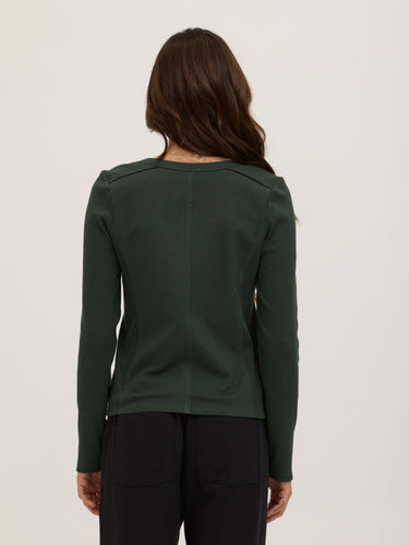 Karlene Organic Rib Mix Long Sleeve Womens Tops Long Shirt Threads 4 Thought 