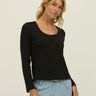 Karlene Organic Rib Mix Long Sleeve Womens Tops Long Shirt Threads 4 Thought 