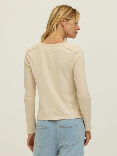 Karlene Organic Rib Mix Long Sleeve Womens Tops Long Shirt Threads 4 Thought 