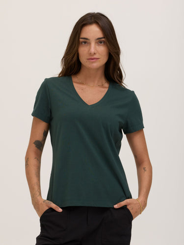 Aria Essential Jersey V-Neck Tee Womens Tops Short Tee Threads 4 Thought 