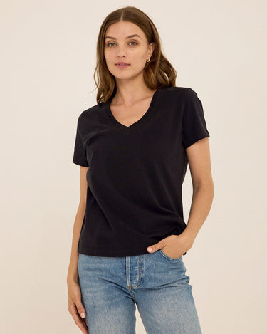 Aria Organic Cotton V-Neck Tee Womens Tops Short Tee Threads 4 Thought 