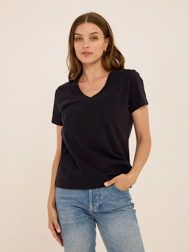 Aria Organic Cotton V-Neck Tee Womens Tops Short Tee Threads 4 Thought 