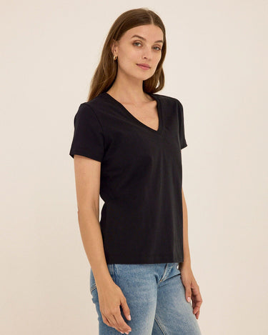 Aria Organic Cotton V-Neck Tee Womens Tops Short Tee Threads 4 Thought 