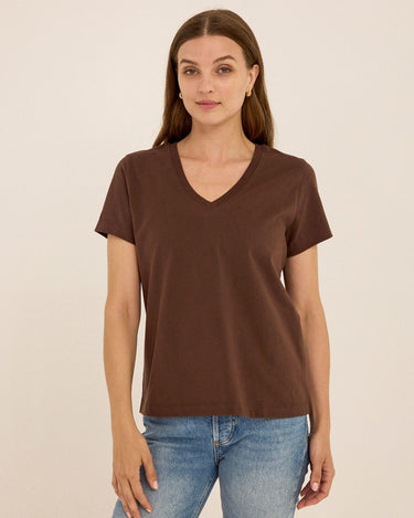 Aria Organic Cotton V-Neck Tee Womens Tops Short Tee Threads 4 Thought 