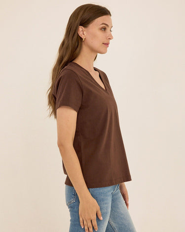 Aria Organic Cotton V-Neck Tee Womens Tops Short Tee Threads 4 Thought 
