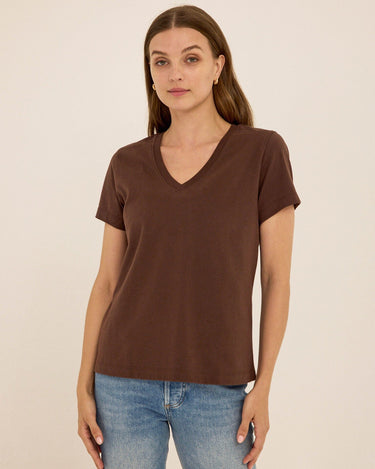 Aria Organic Cotton V-Neck Tee Womens Tops Short Tee Threads 4 Thought 