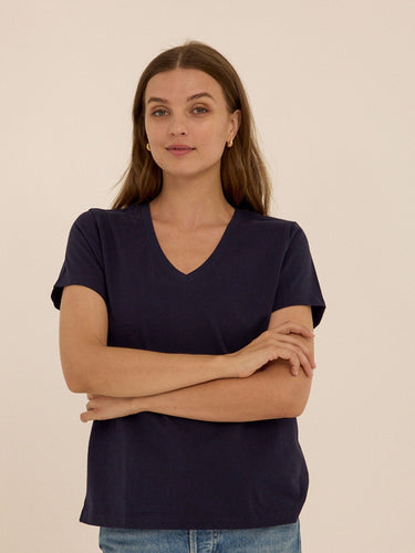 Aria Essential Jersey V-Neck Tee Womens Tops Short Tee Threads 4 Thought 