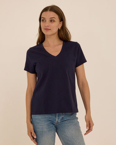 Aria Essential Jersey V-Neck Tee Womens Tops Short Tee Threads 4 Thought 