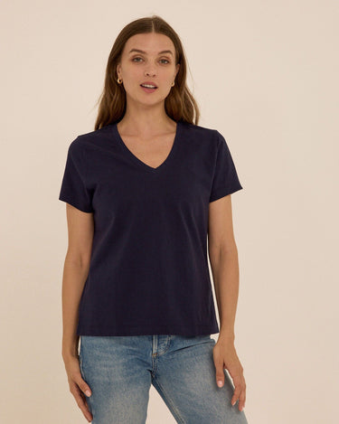 Aria Essential Jersey V-Neck Tee Womens Tops Short Tee Threads 4 Thought 