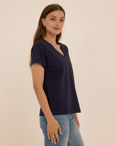 Aria Essential Jersey V-Neck Tee Womens Tops Short Tee Threads 4 Thought 