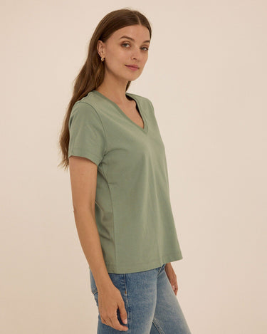 Aria Essential Jersey V-Neck Tee Threads 4 Thought 