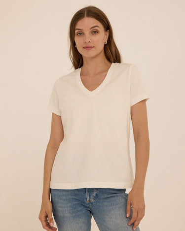 Aria Essential Jersey V-Neck Tee Womens Tops Short Tee Threads 4 Thought 