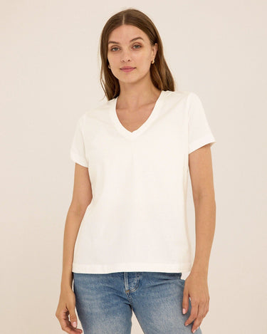 Aria Organic Cotton V-Neck Tee Womens Tops Short Tee Threads 4 Thought 