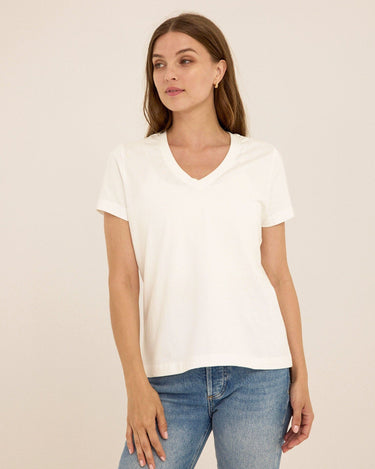Aria Organic Cotton V-Neck Tee Womens Tops Short Tee Threads 4 Thought 