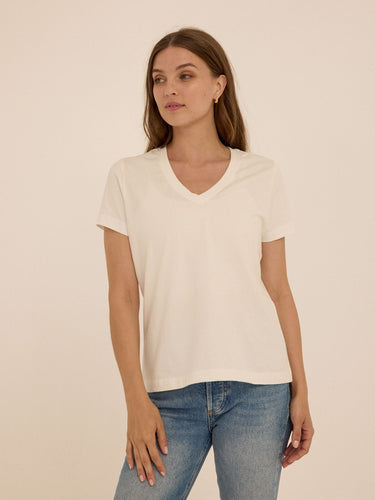 Aria Essential Jersey V-Neck Tee Womens Tops Short Tee Threads 4 Thought 