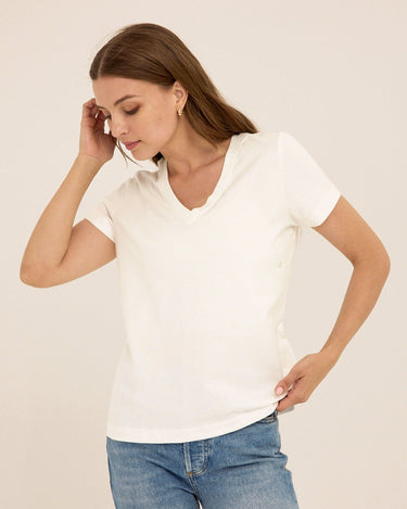 Aria Organic Cotton V-Neck Tee Womens Tops Short Tee Threads 4 Thought 
