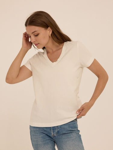 Aria Essential Jersey V-Neck Tee Womens Tops Short Tee Threads 4 Thought 